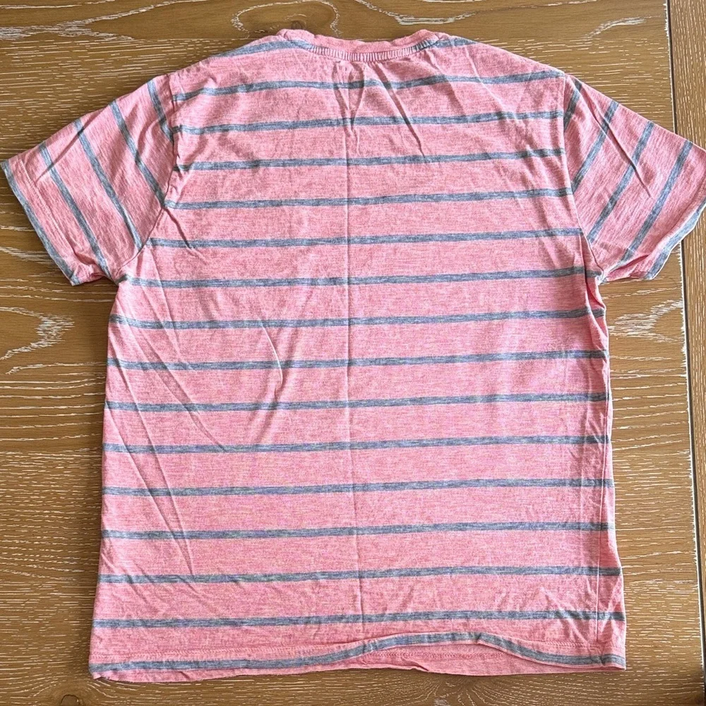Banana Republic Coral and Gray Striped Tee